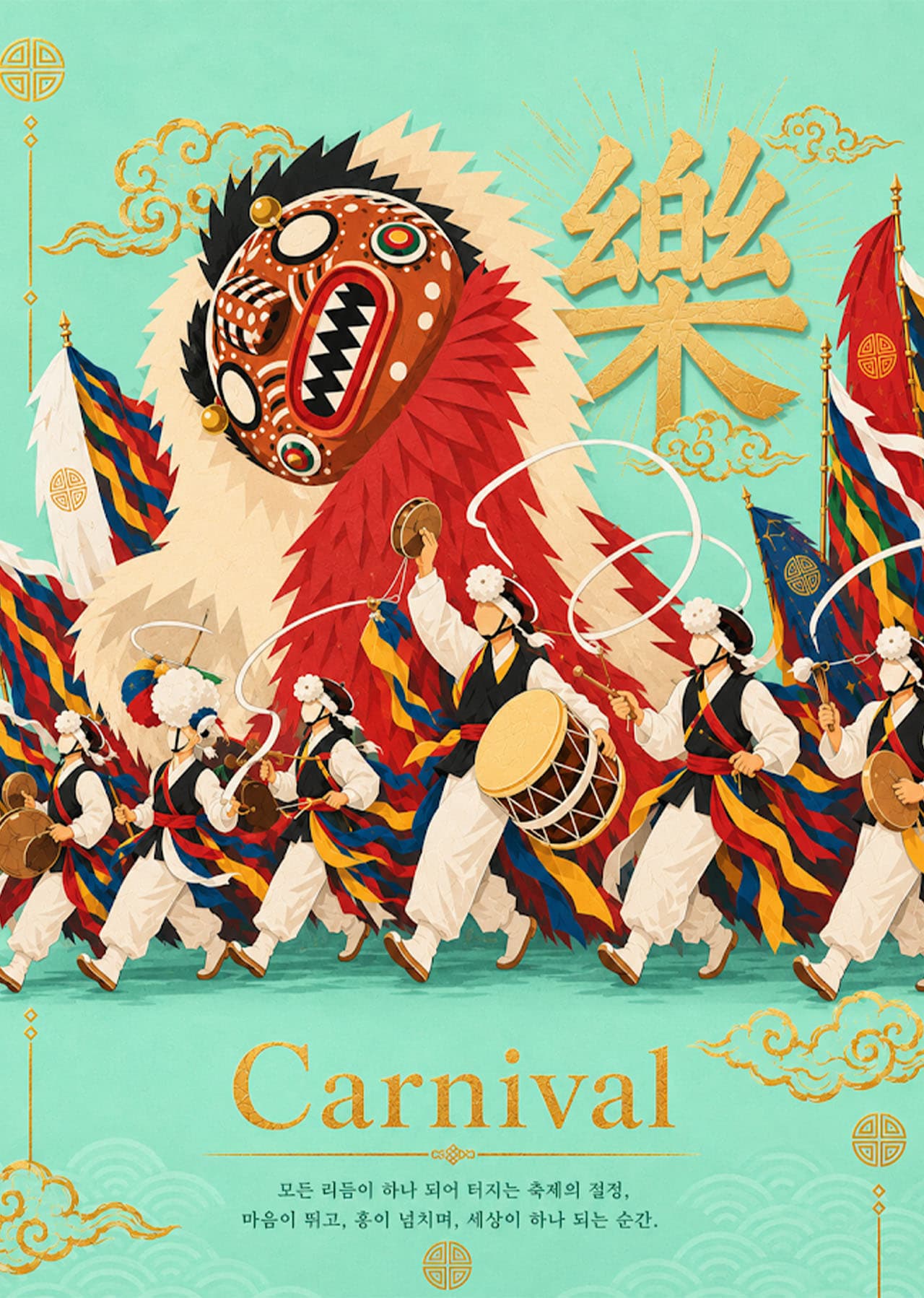놀이패 퍼레이드의 절정을 표현한 Carnival 포스터